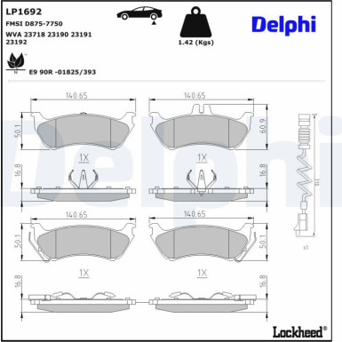 Delphi | Bremsbelagsatz, Scheibenbremse | LP1692