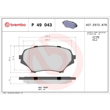 Brembo Bremsbelagsatz, Scheibenbremse PRIME LINE P 49 043