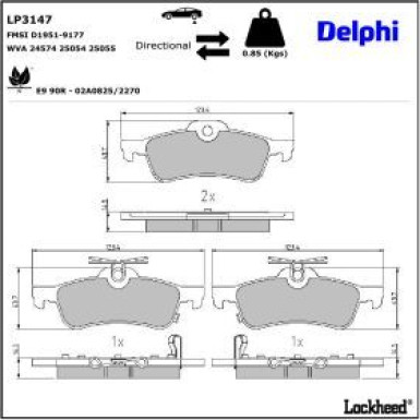 Delphi Bremsbelagsatz, Scheibenbremse LP3147