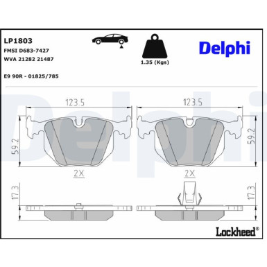 Delphi | Bremsbelagsatz, Scheibenbremse | LP1803