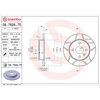 Brembo Bremsscheibe XTRA LINE - Max 08.7626.75