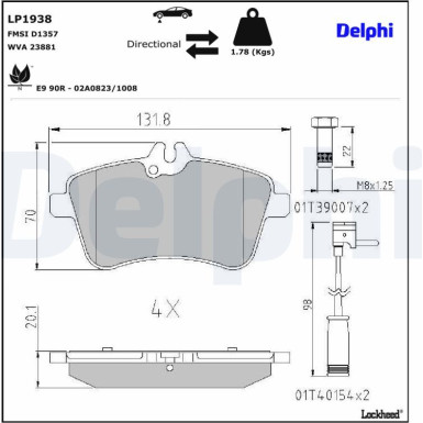 LP1938 Bremsbelagsatz, Scheibenbremse