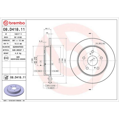 08.D418.11 Bremsscheibe PRIME LINE - UV Coated