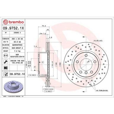 Brembo Bremsscheibe XTRA LINE - Xtra 09.9752.1X