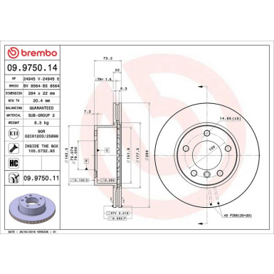 Brembo Bremsscheibe PRIME LINE - UV Coated 09.9750.11