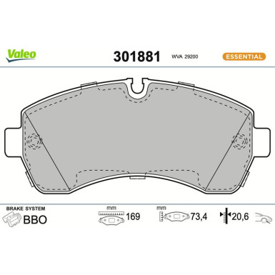 301881 Bremsbelagsatz, Scheibenbremse ESSENTIAL