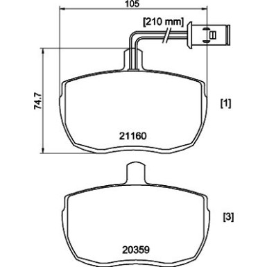 Hella | Bremsbelagsatz, Scheibenbremse | 8DB 355 005-831