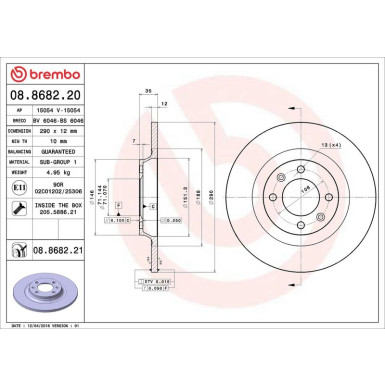 08.8682.21 Bremsscheibe PRIME LINE - UV Coated 08.8682.21 Bremsscheibe PRIME LINE - UV Coated