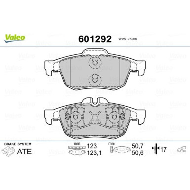 Valeo | Bremsbelagsatz, Scheibenbremse | 601292
