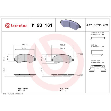 Brembo Bremsbelagsatz, Scheibenbremse PRIME LINE P 23 161