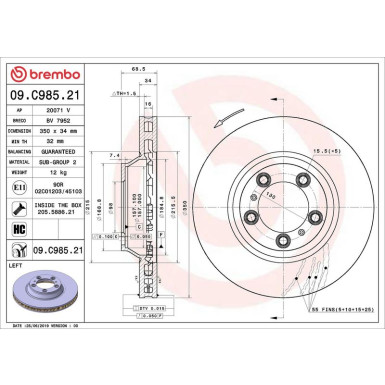 09.C985.21 Bremsscheibe PRIME LINE - UV Coated