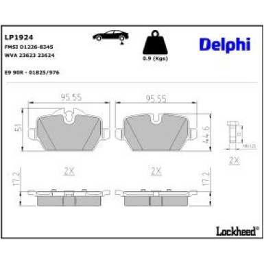Delphi Bremsbelagsatz, Scheibenbremse LP1924