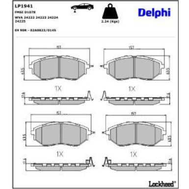 Delphi Bremsbelagsatz, Scheibenbremse LP1941