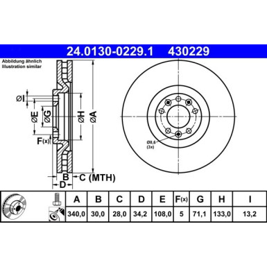 ATE | Bremsscheibe | 24.0130-0229.1