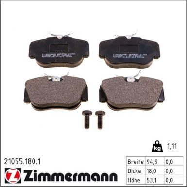 Zimmermann Bremsbelagsatz, Scheibenbremse 21055.180.1