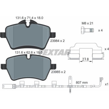 Textar Bremsbelagsatz, Scheibenbremse Q+ 2398407