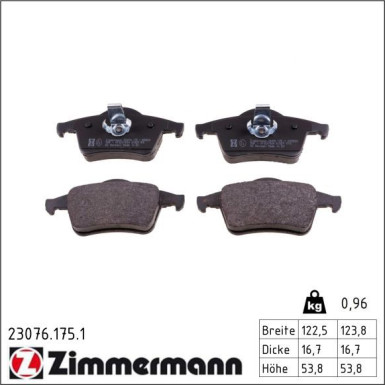 Zimmermann Bremsbelagsatz, Scheibenbremse 23076.175.1