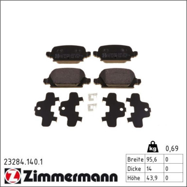 Zimmermann Bremsbelagsatz, Scheibenbremse 23284.140.1