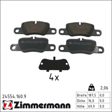 Zimmermann Bremsbelagsatz, Scheibenbremse pb:z 24554.160.9