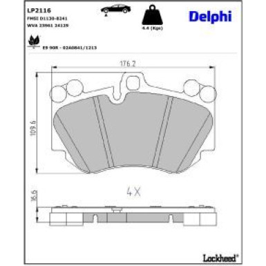 Delphi Bremsbelagsatz, Scheibenbremse LP2116