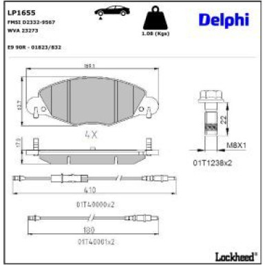 Delphi Bremsbelagsatz, Scheibenbremse LP1655
