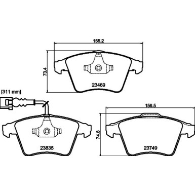 Hella | Bremsbelagsatz, Scheibenbremse | 8DB 355 021-221