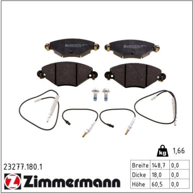 Zimmermann Bremsbelagsatz, Scheibenbremse 23277.180.1