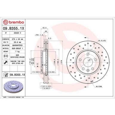 09.B355.1X Bremsscheibe XTRA LINE - Xtra