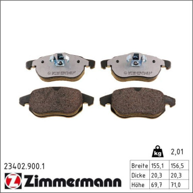 Zimmermann Bremsbelagsatz, Scheibenbremse rd:z 23402.900.1