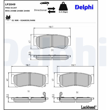LP2049 Bremsbelagsatz, Scheibenbremse