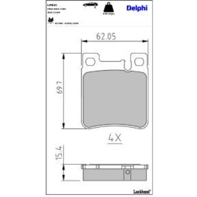 Delphi Bremsbelagsatz, Scheibenbremse LP841