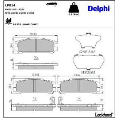 Delphi Bremsbelagsatz, Scheibenbremse LP814