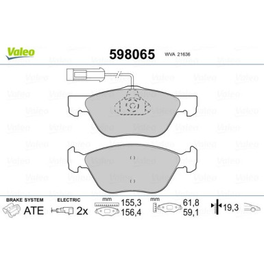 Valeo | Bremsbelagsatz, Scheibenbremse | 598065