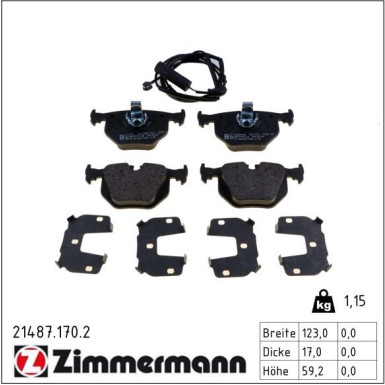 Zimmermann Bremsbelagsatz, Scheibenbremse 21487.170.2