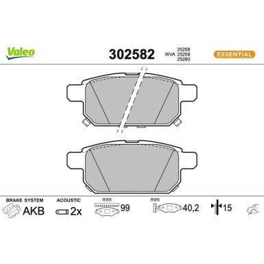 Valeo | Bremsbelagsatz, Scheibenbremse | 302582