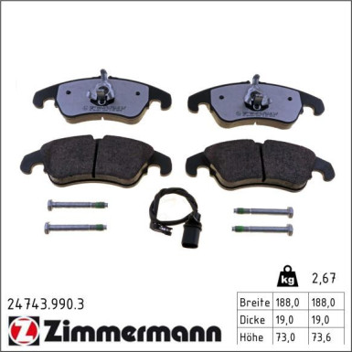 Zimmermann Bremsbelagsatz, Scheibenbremse rd:z 24743.990.3