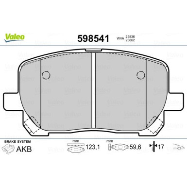 598541 Bremsbelagsatz, Scheibenbremse