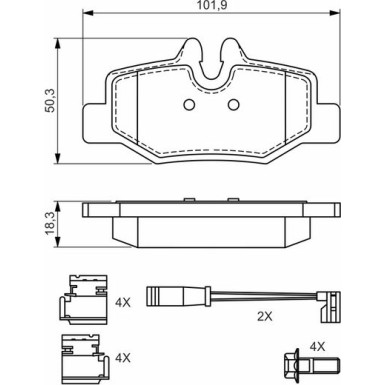 BOSCH Bremsbelagsatz, Scheibenbremse 0 986 494 603