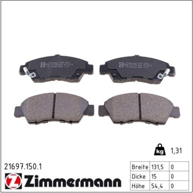 Zimmermann Bremsbelagsatz, Scheibenbremse 21697.150.1