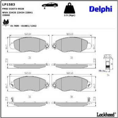 Delphi Bremsbelagsatz, Scheibenbremse LP1583