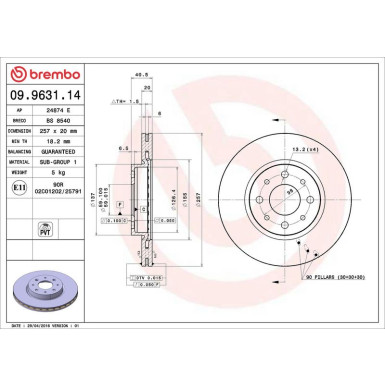 Brembo Bremsscheibe PRIME LINE 09.9631.14