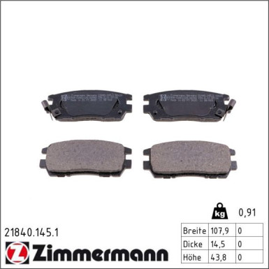 Zimmermann Bremsbelagsatz, Scheibenbremse 21840.145.1
