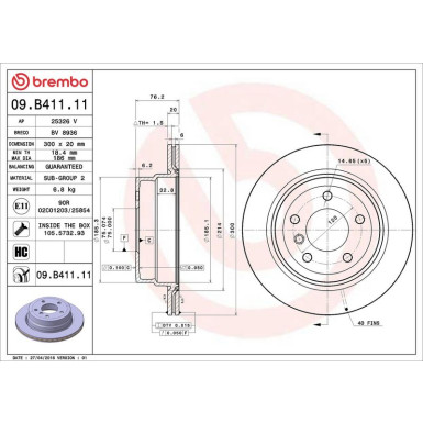 Brembo Bremsscheibe PRIME LINE - UV Coated 09.B411.11