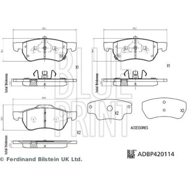 Blue Print | Bremsbelagsatz, Scheibenbremse | ADBP420114