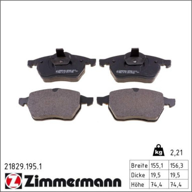 Zimmermann Bremsbelagsatz, Scheibenbremse 21829.195.1