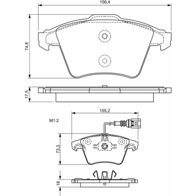BOSCH Bremsbelagsatz, Scheibenbremse 0 986 494 203