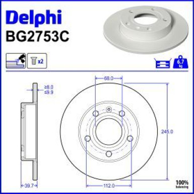 Delphi Bremsscheibe BG2753C Delphi Bremsscheibe BG2753C