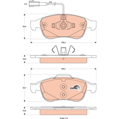 TRW Bremsbelagsatz, Scheibenbremse COTEC GDB1873