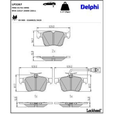 Delphi Bremsbelagsatz, Scheibenbremse LP3267