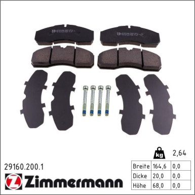 Zimmermann Bremsbelagsatz, Scheibenbremse 29160.200.1